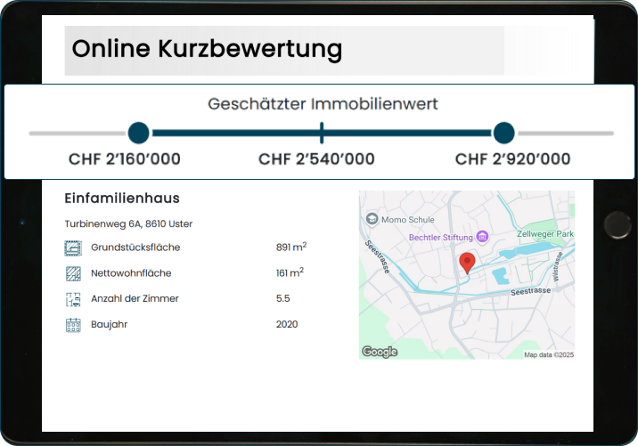 Ergebnis der Online Immobilienbewertung