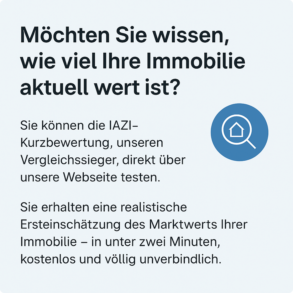 Hinweis auf IAZI Kurzbewertung – Immobilienwert online berechnen